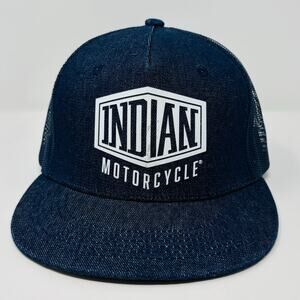 Indian Motorcycles Hat Cap Snapback Blue Biker Mens Meshback Adjustable
